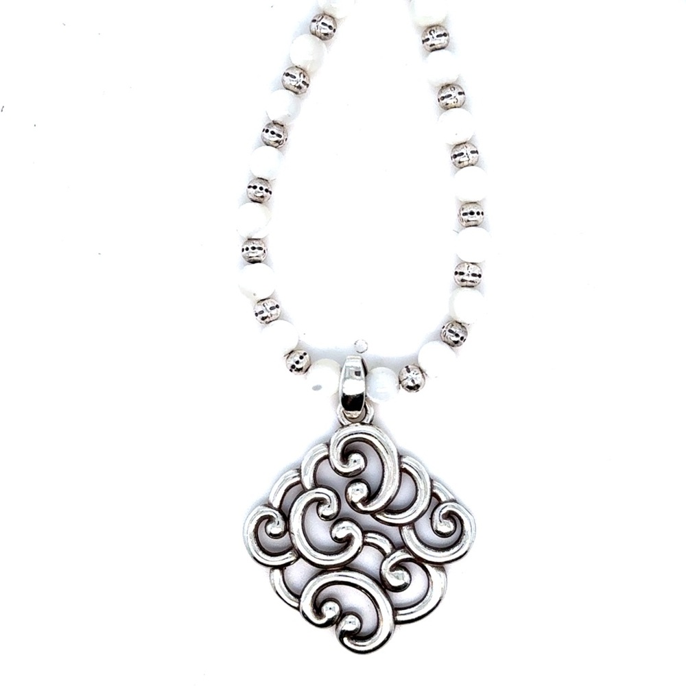 Brighton Swirl Pendant Necklace - White Beaded Women's Jewelry